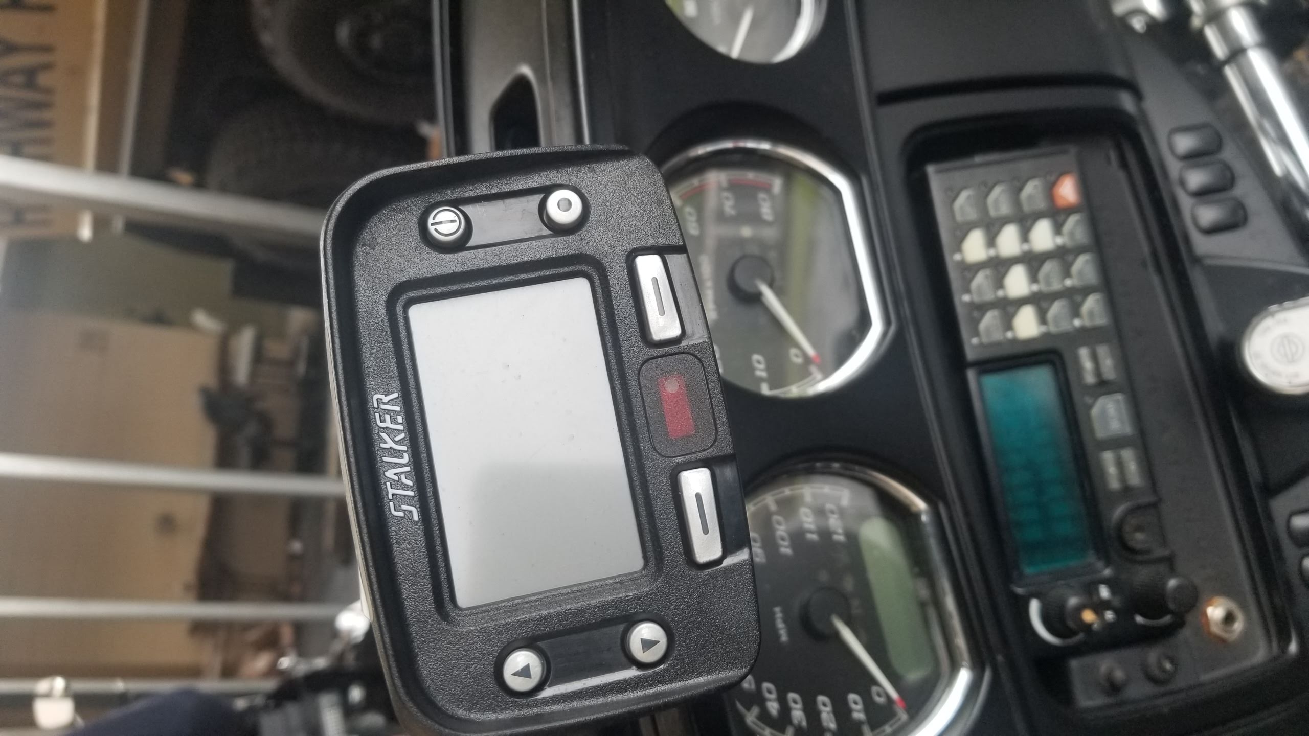 Motorcycle mounted control equipment and radio controls